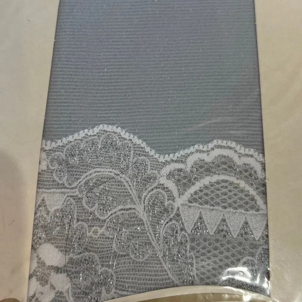 vintage Victoria's Secret silver made in England sheer nightlights thigh high la